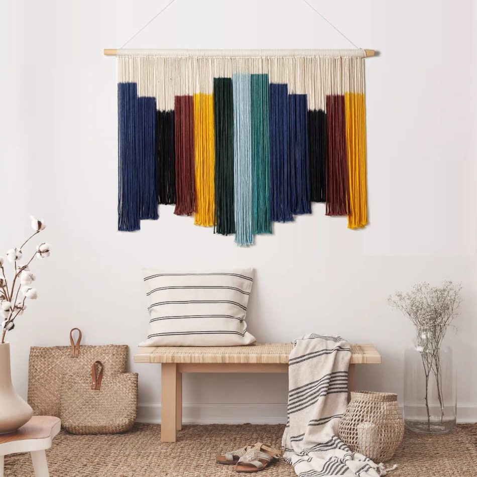 Mokof Dip Dye Macrame Wall Hanging - Colorful Macrame Art - Large Wall Tapestry for Boho Decor - Where to Buy Large Macrame Hanging Wall Decor - Macrame hanging | Macrame planter | Macrame curtains | Macrame ideas | Macrame decor | Macrame circle | Macrame hanger | Hanging macrame | Textile inspiration | Textile art | Textile love | Textile fabric | Textile design | Woven hanging | Textile fabric