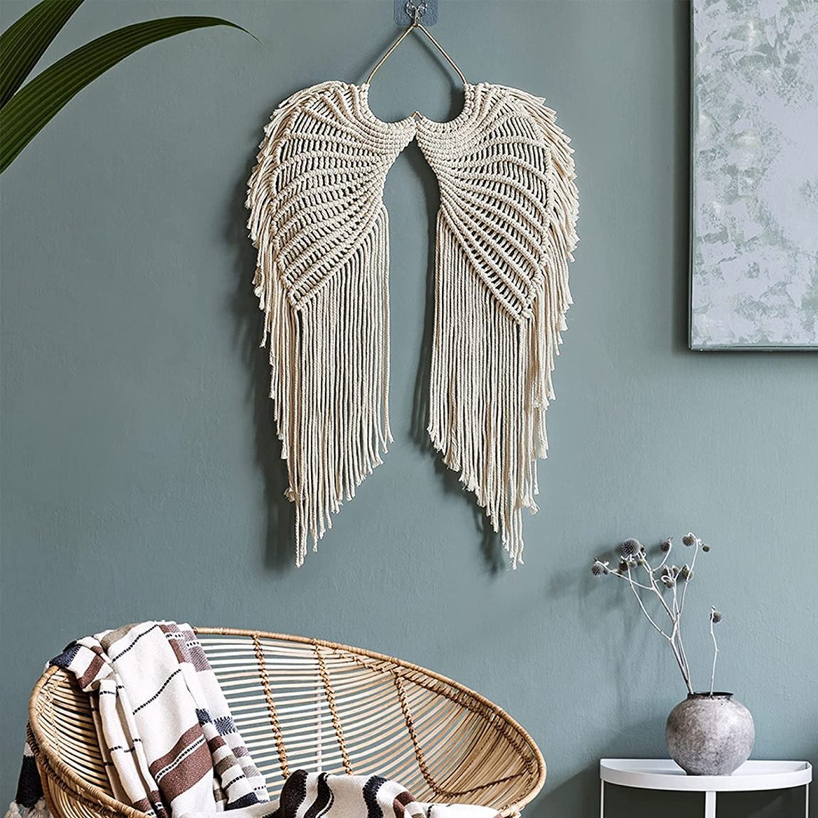 Angel wings Macrame Wall Hanging, Woven Cotton Rope Handmade Cotton Woven Hanging Tapestry Dream Catcher Art Decoration - Where to Buy Large Macrame Hanging Wall Decor - Macrame hanging | Macrame planter | Macrame curtains | Macrame ideas | Macrame decor | Macrame circle | Macrame hanger | Hanging macrame | Textile inspiration | Textile art | Textile love | Textile fabric | Textile design | Woven hanging | Textile fabric