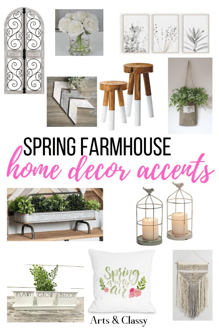 Spring Farmhouse Home Decor Accents On a Budget + Free Printables #springdecor #farmhousedecor #budgetdecor #apartmentdecor #smallspaces #apartment #printables #homeprintables