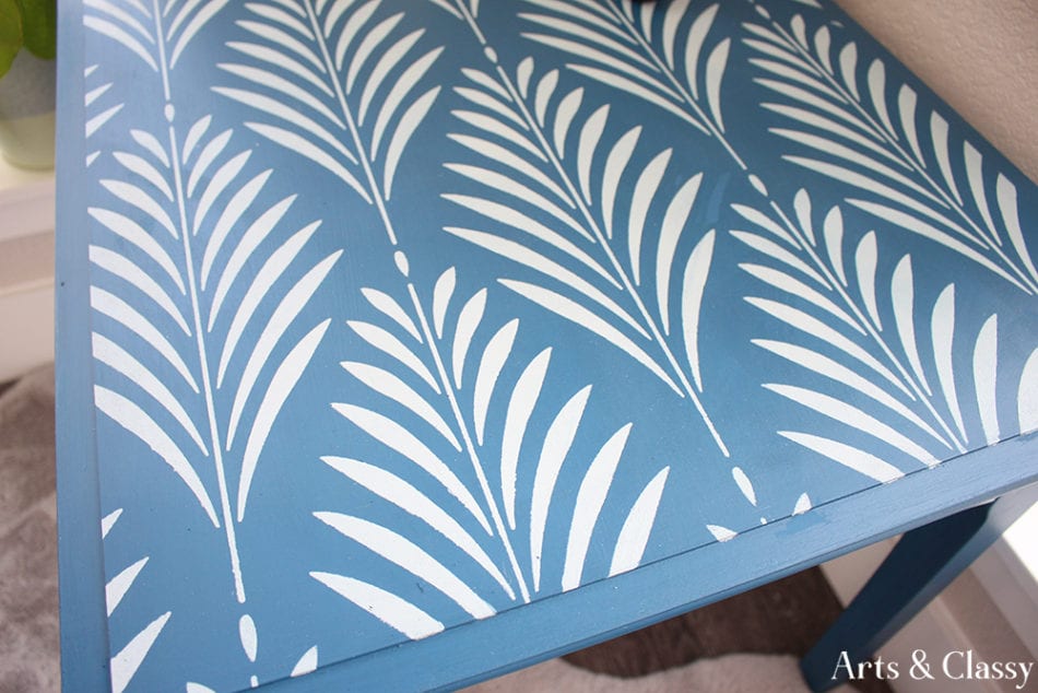 $11.99 Goodwill Find Side Table Stenciled Makeover with the help of Stencil Revolution!