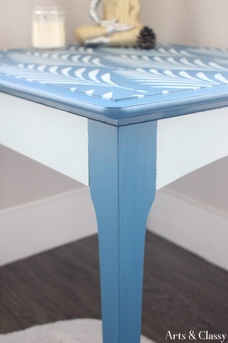 $11.99 Goodwill Find Side Table Stenciled Makeover with the help of Stencil Revolution!