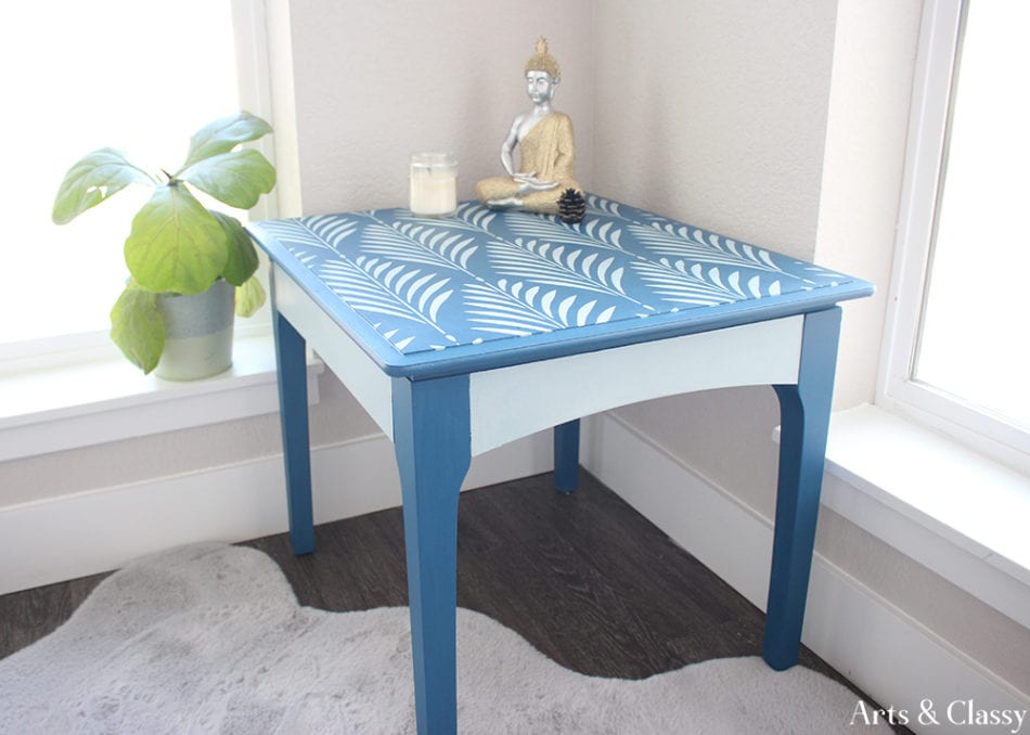 $11.99 Goodwill Find Side Table Stenciled Makeover