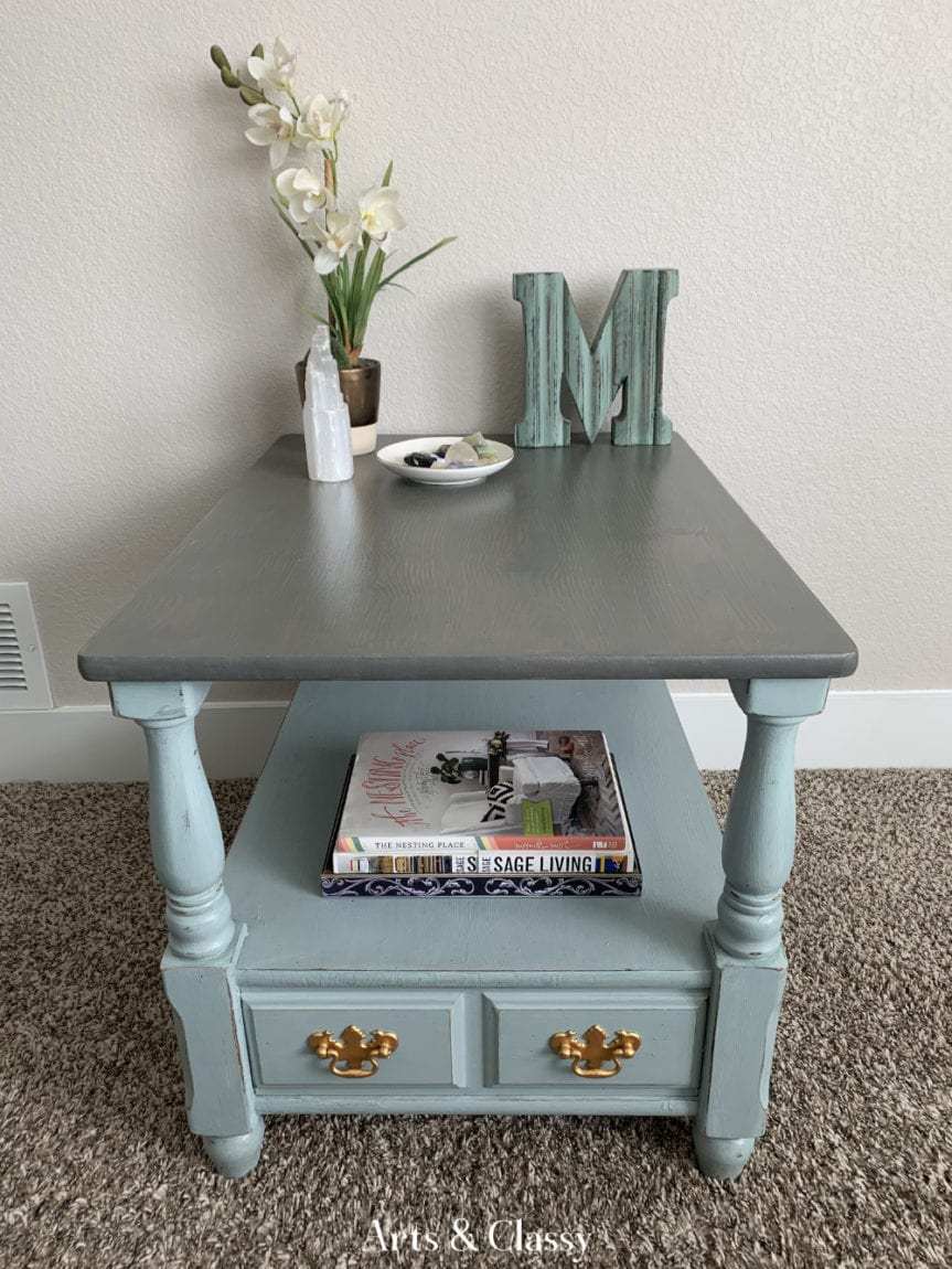 Farmhouse Painted Wood Side Table Tutorial - AFTER