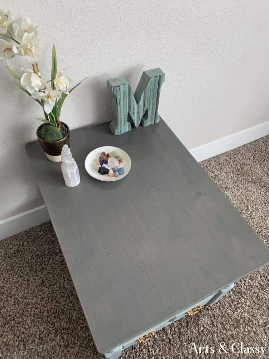 Farmhouse Painted Wood Side Table Tutorial - AFTER