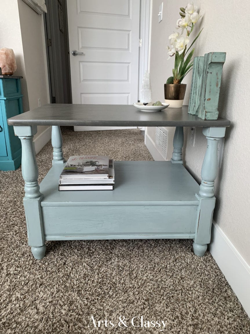 Farmhouse Painted Wood Side Table Tutorial - AFTER