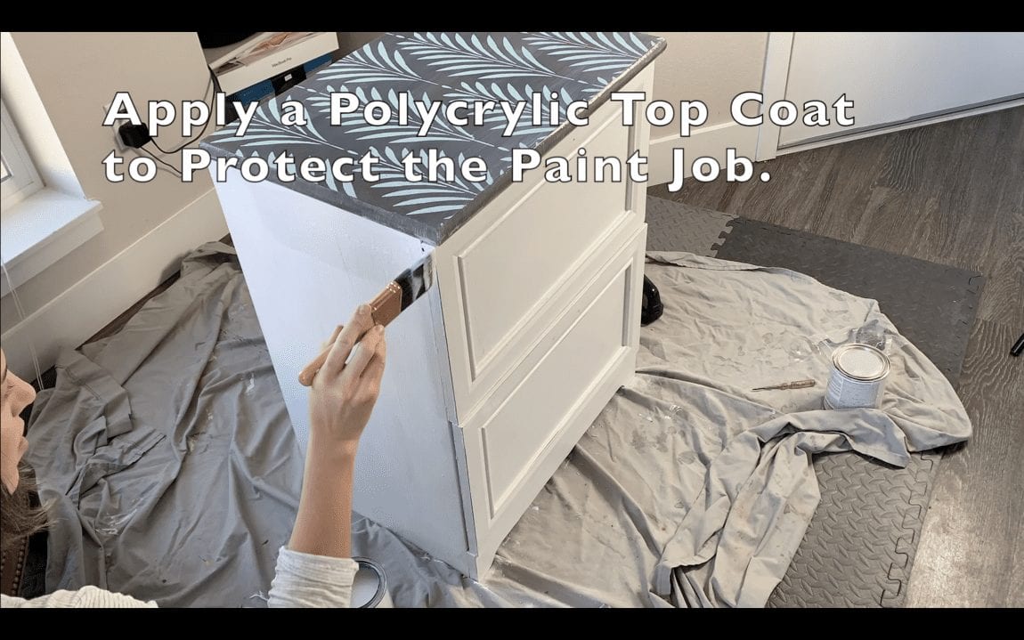 DIY File Cabinet Farmhouse Makeover - apply polycrylic
