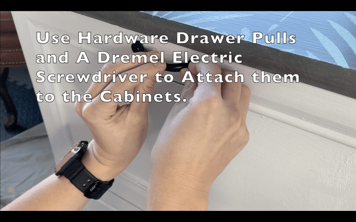 DIY File Cabinet Farmhouse Makeover - Add drawer pulls