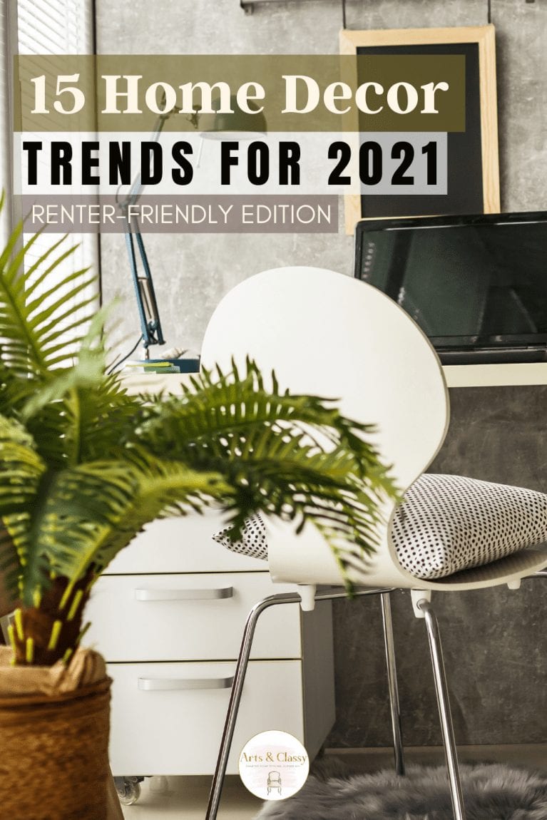 15 Home Decor Trends for 2021 (Renter-Friendly Edition) #renterfriendly #homedecortrends #homedesign #2021trends
