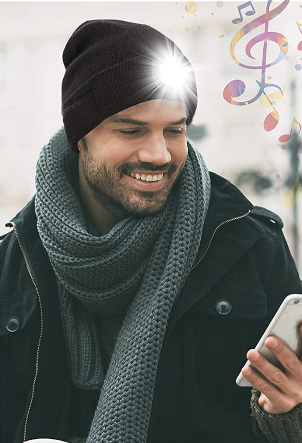 If he has to go out in the cold, especially at night, this will be a solid knit hat option. It is very warm. I can be used for camping, hiking, or walking or running with the dog. The Bluetooth earbuds have a nice battery charge time and life and are easy to hear.