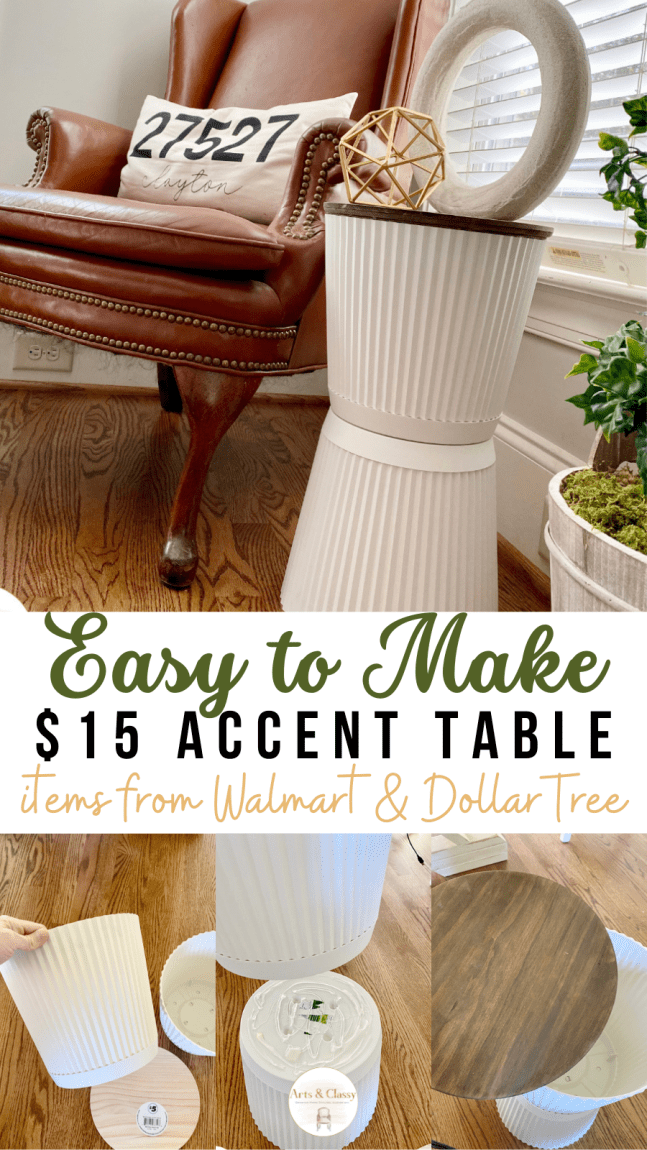 Easy $15 Round DIY End Table Tutorial - DIY end table | DIY end table easy | DIY end table ideas | DIY end tables farmhouse | DIY end tables easy cheap | DIY end tables easy modern | DIY end tables easy living room 
