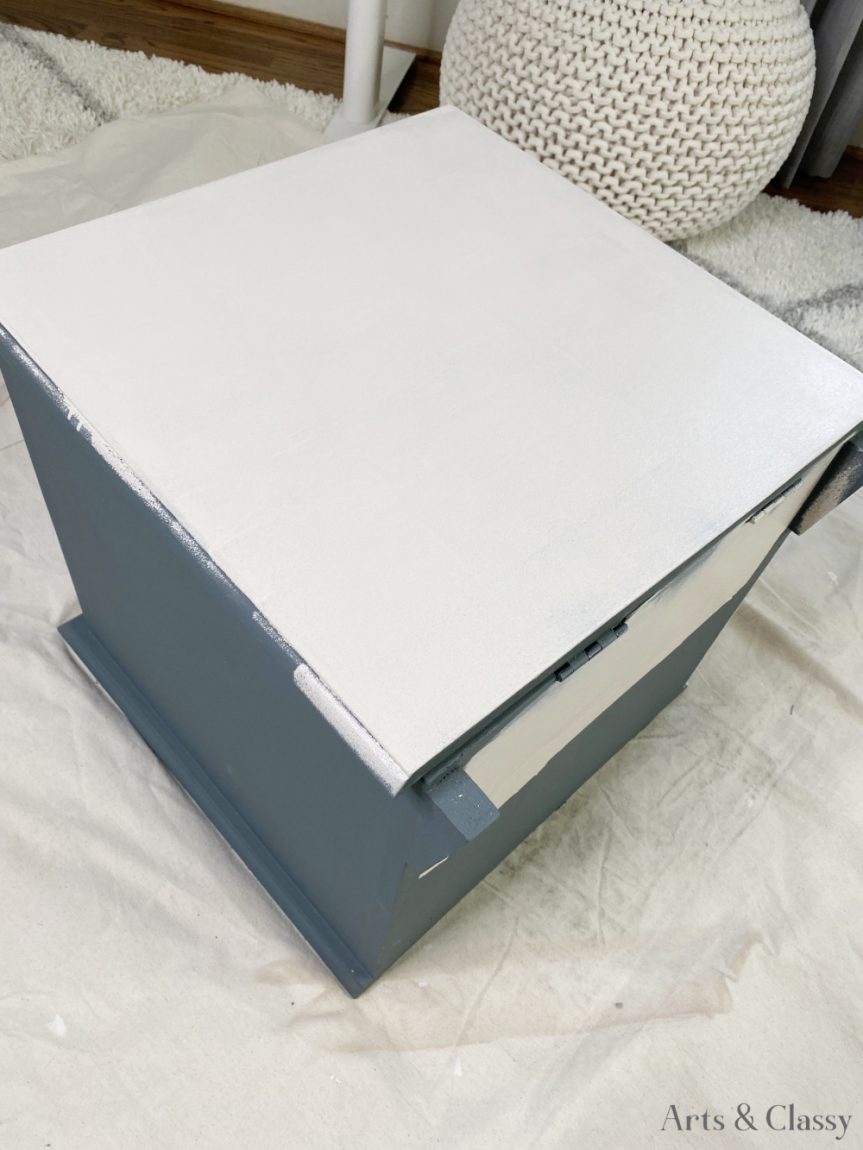 Painting ottoman - Furniture Project - Home Office Makeover on a Budget