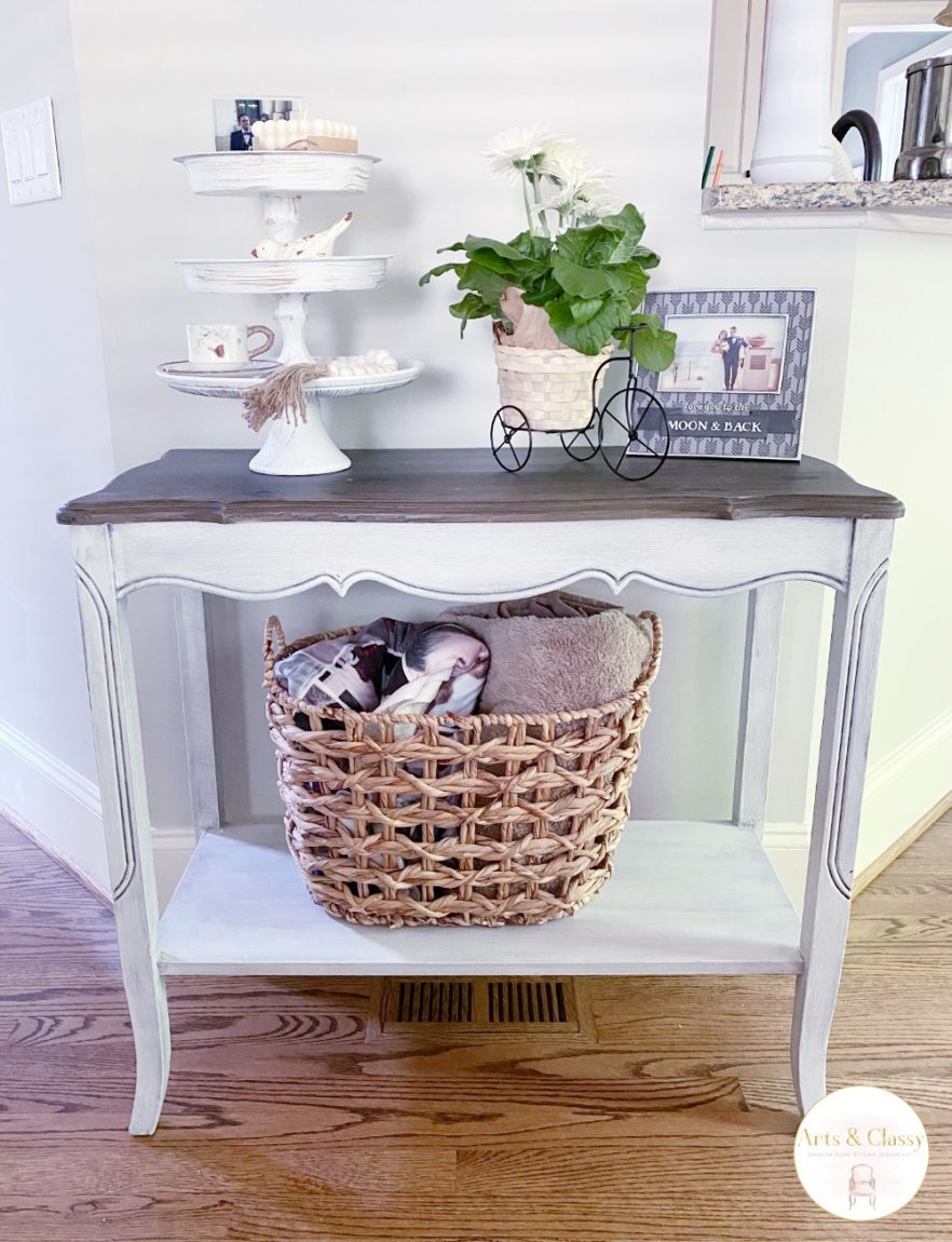 How To Restore A Farmhouse Console Table - Cheap Thrift Store Find - AFTER 