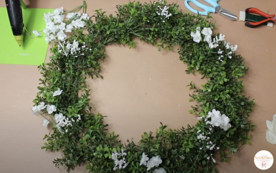 How To Make A Lemon Wreath For The Front Door (Budget Friendly) - Adding Flower Sprigs