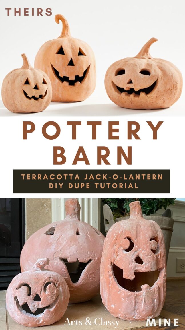Looking for an easy and affordable way to get the Pottery Barn look this Halloween? Arts & Classy Home has you covered with this terracotta pottery barn pumpkin DIY dupe tutorial. Follow our simple steps and create a beautiful decoration that will last all season long!