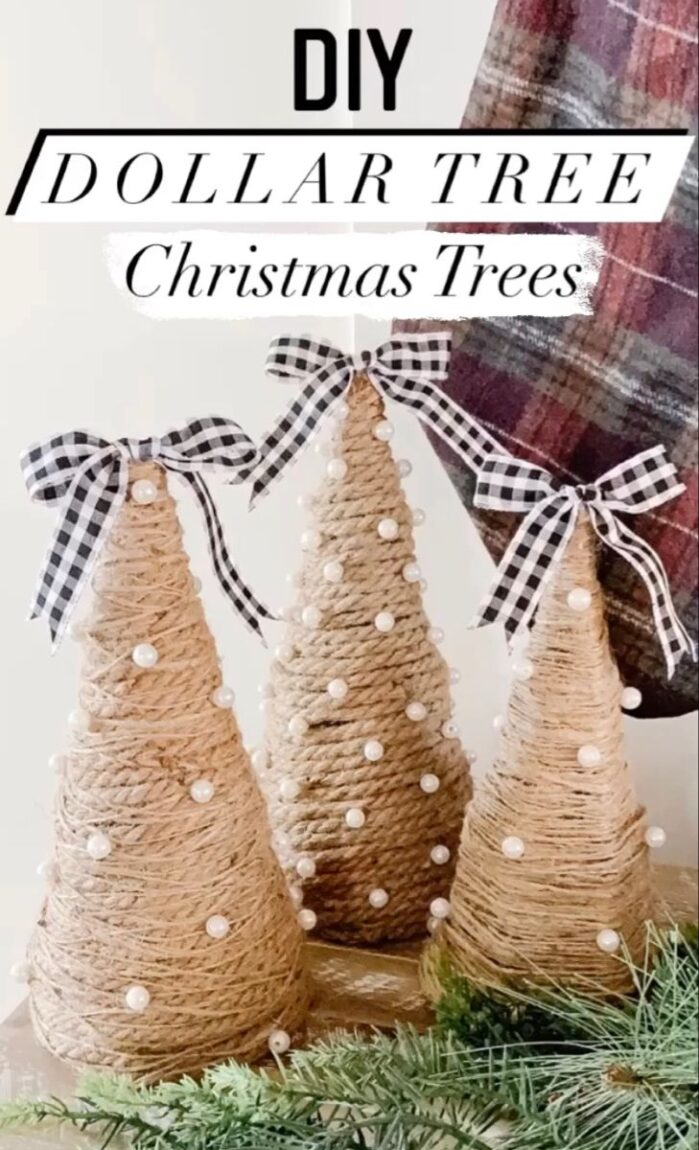 Crafting a Soft and Sparkly Blush Christmas with DIY Yarn Trees -  Celebrated Nest