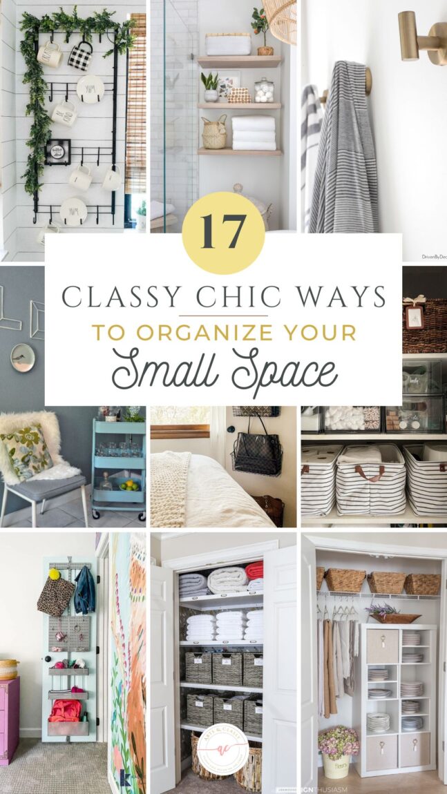 Do you have too much stuff in your small space? Learn how to declutter your home and become more organized! Home organization doesn’t have to be difficult. I’ll show you 17 easy Home Organization Ideas For Small Spaces. If you're like most people, your home is a mess. It seems like there's never enough time to clean it up and get organized. 