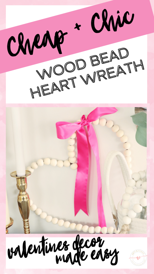 Valentine Heart Wreath, Shabby Chic, Wood Bead Heart Wreath