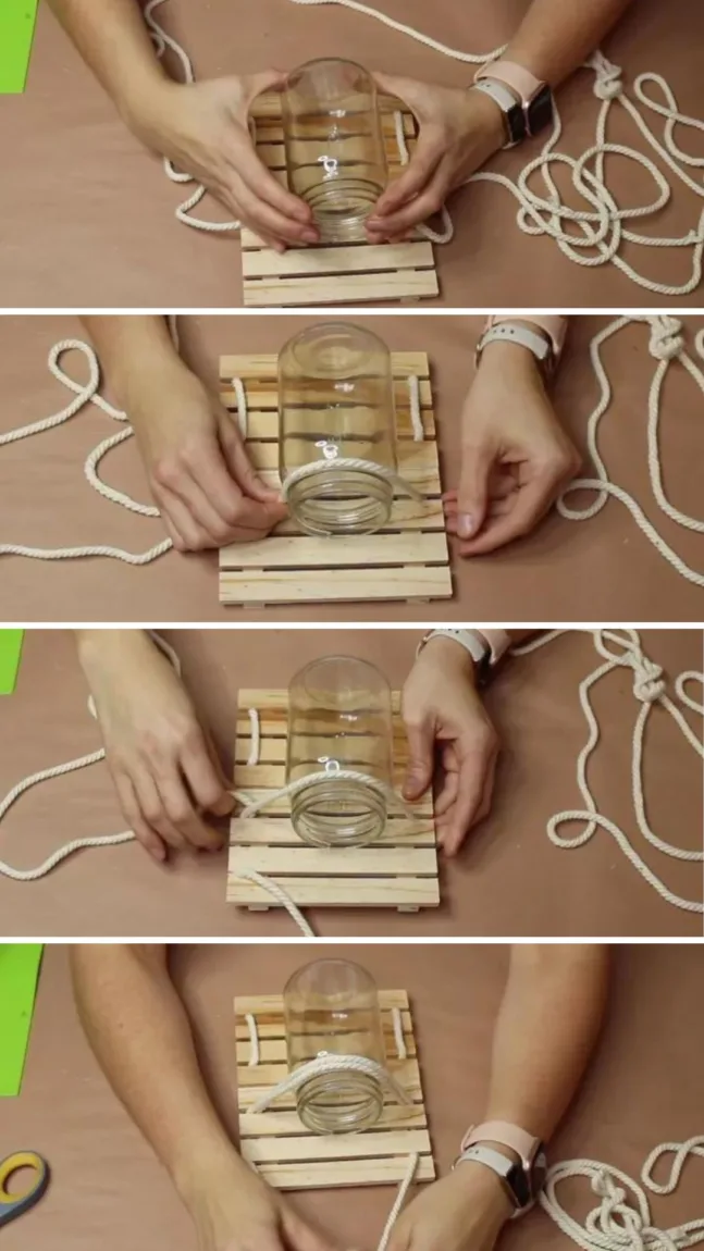 Mason-jar-light-ideas-nautical-mason-jar-lamp-step-by-step-tutorial-wrapping-cotton-rope-to-pallets