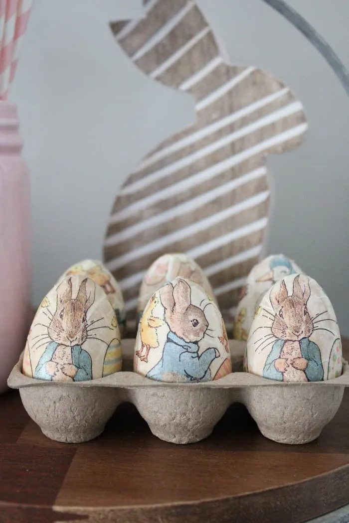 Whimsy Home Wednesday No. 20 Edition - Decoupage Wooden Easter Eggs
