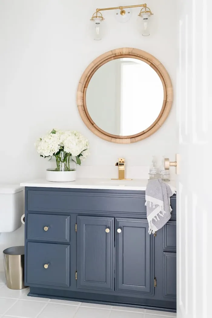 8 Essential Tips for Decorating a Navy Blue Bathroom on a Tight Budget - Add Greenery for a Natural Touch