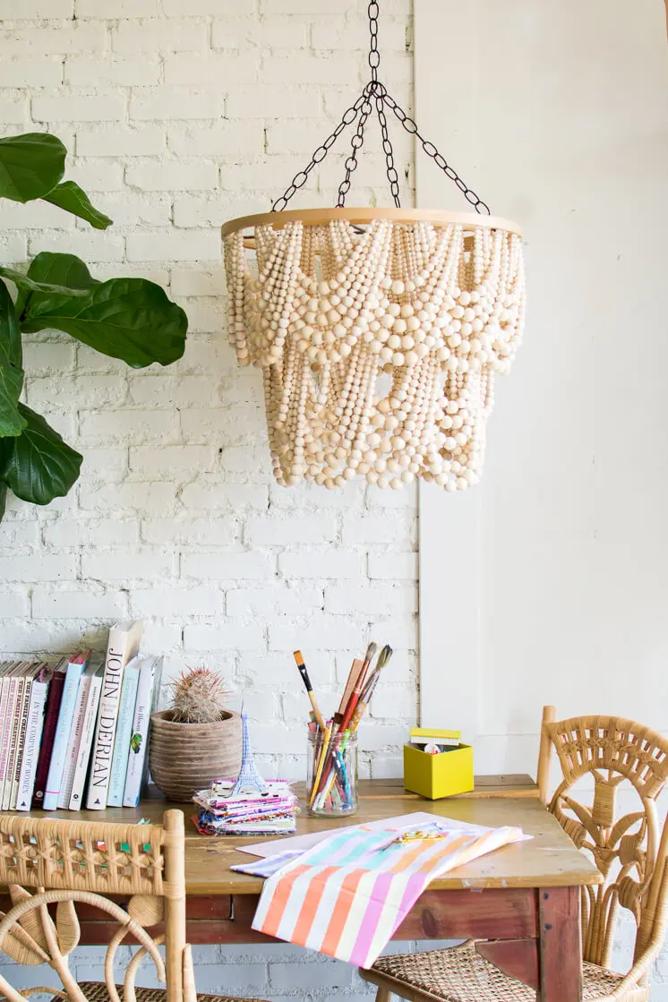 Add Bohemian Decor On A Budget To Your Home. - Wood Bead Chandelier