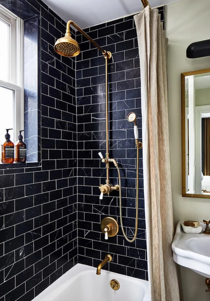 8 Essential Tips for Decorating a Navy Blue Bathroom on a Tight Budget - Change Out the Hardware