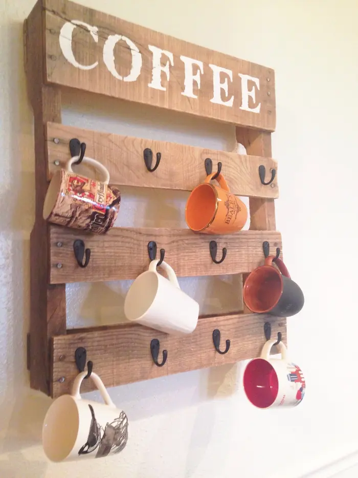 Upcycle with Style - Easy Beginner DIY Pallet Projects for Home Decor - Pallet Coffee Mug Hanger