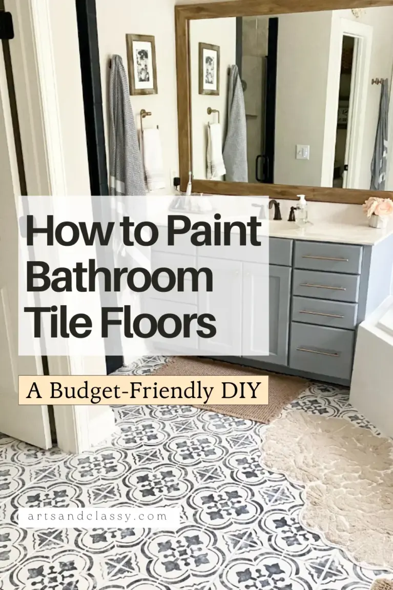 Learn how to paint tile floors in your bathroom on a budget. Transform your space with a stunning DIY master bathroom makeover.

