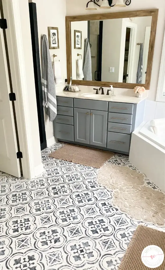 Discover an easy DIY solution for your bathroom flooring with painted tile floors. Enjoy a cost-effective and personalized update.
