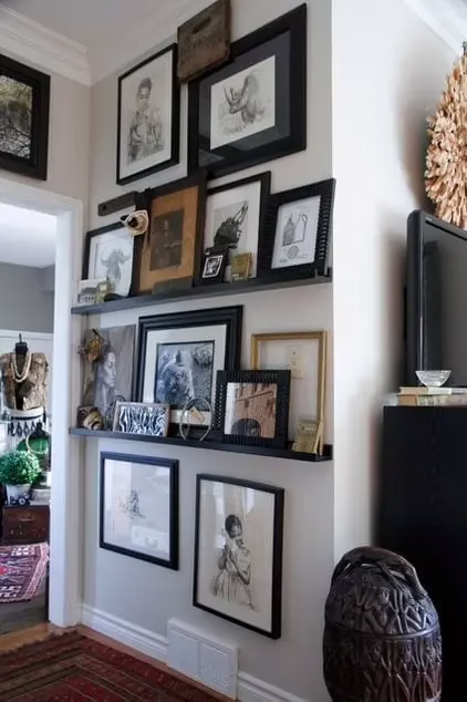 Tall bookshelf styled with decor showing how vertical space enhances room design