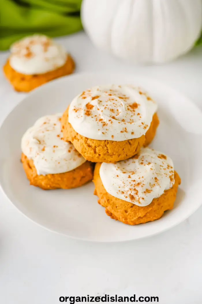 Pumpkin Cookies With Cream Cheese Frosting
